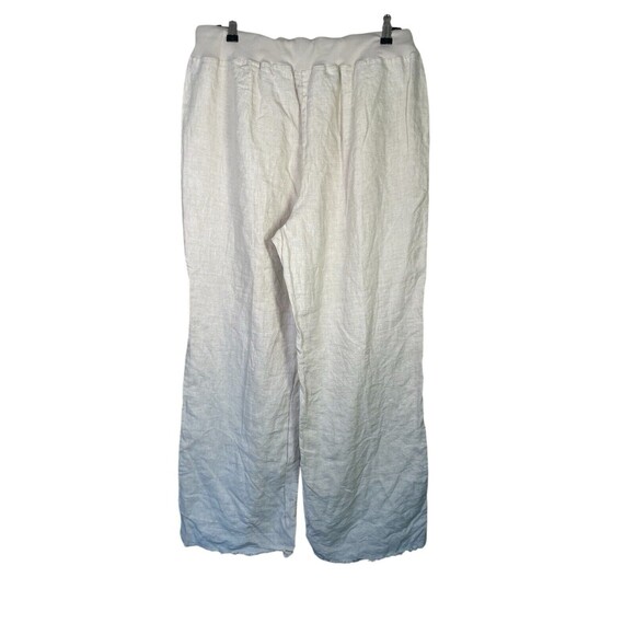 Saks Fifth Avenue Blue XL ivory Linen Pants Womens‎ Pull-On Wide Leg Drawstring - Picture 3 of 13